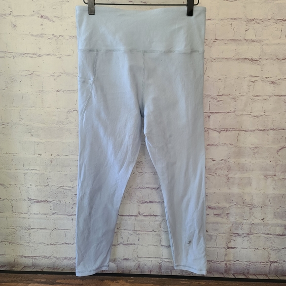 Glyder Ribbed Compression High Waist Pocket Leggings Ice Blue Large - Picture 3 of 7